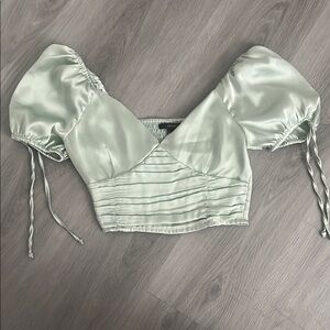 Elegant Mint Green Puff Sleeve Top